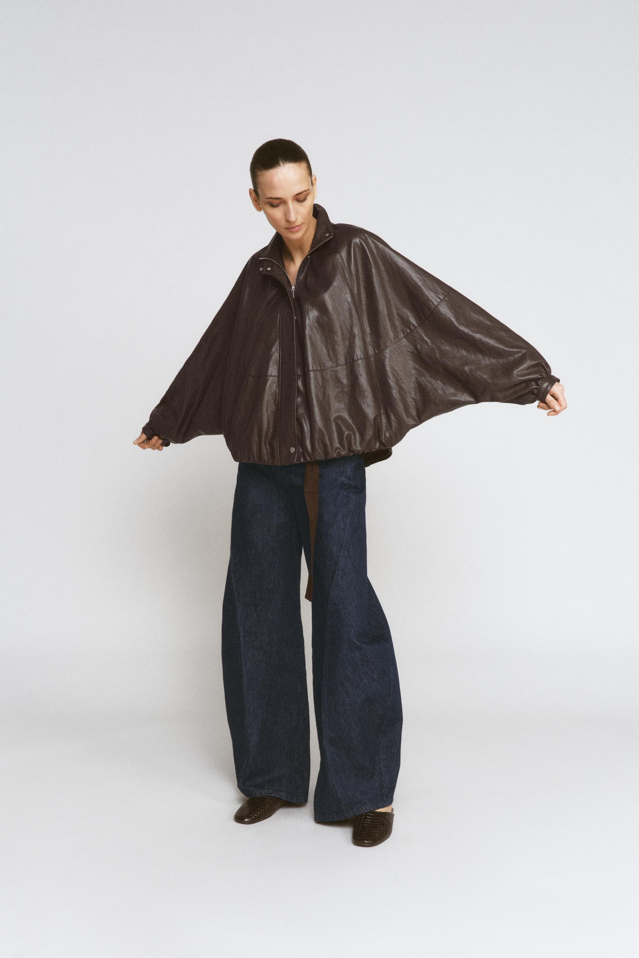 Faux Leather Bomber Jacket Zw Collection