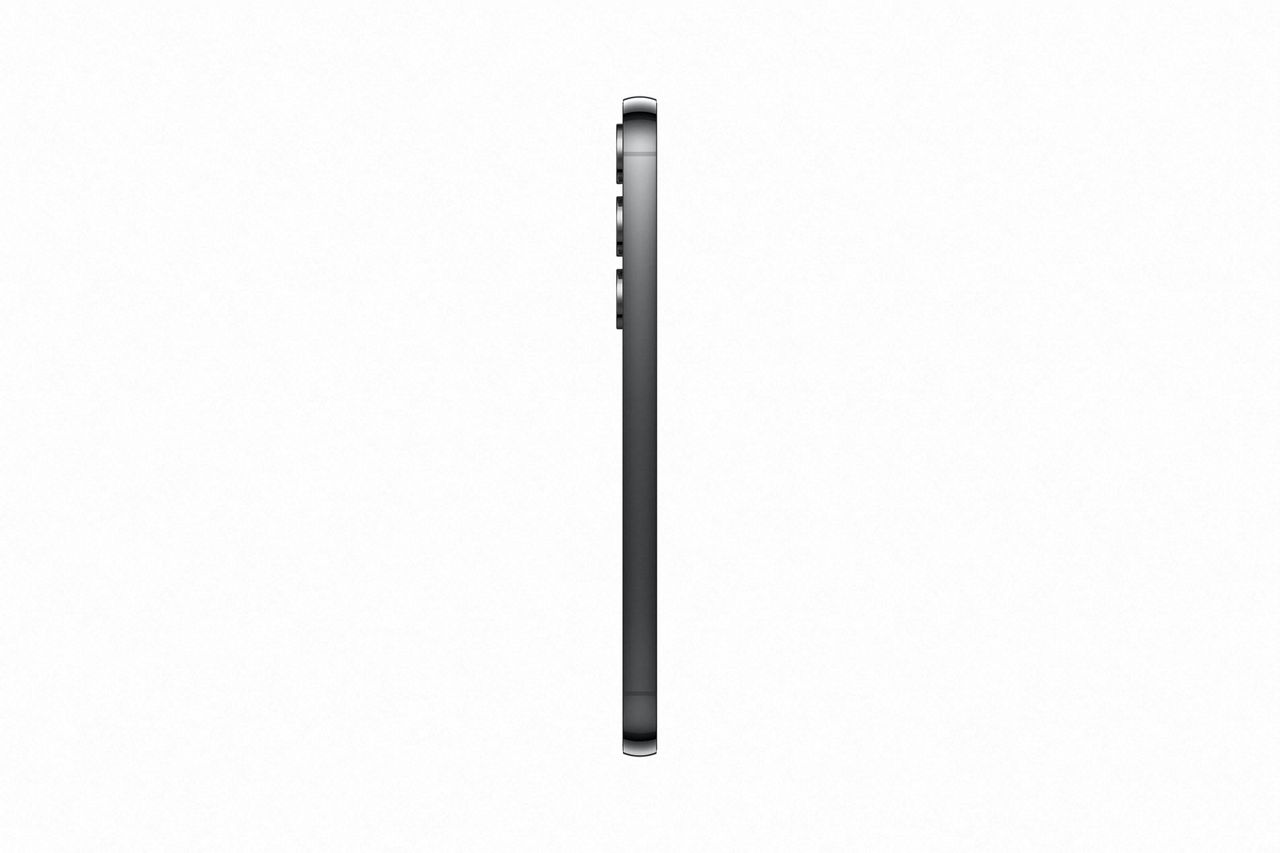 Official images of the Galaxy S23 in Phantom Black, from the side