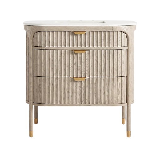 Anthropolige, Isla Marble-Top Fluted-Wood Vanity