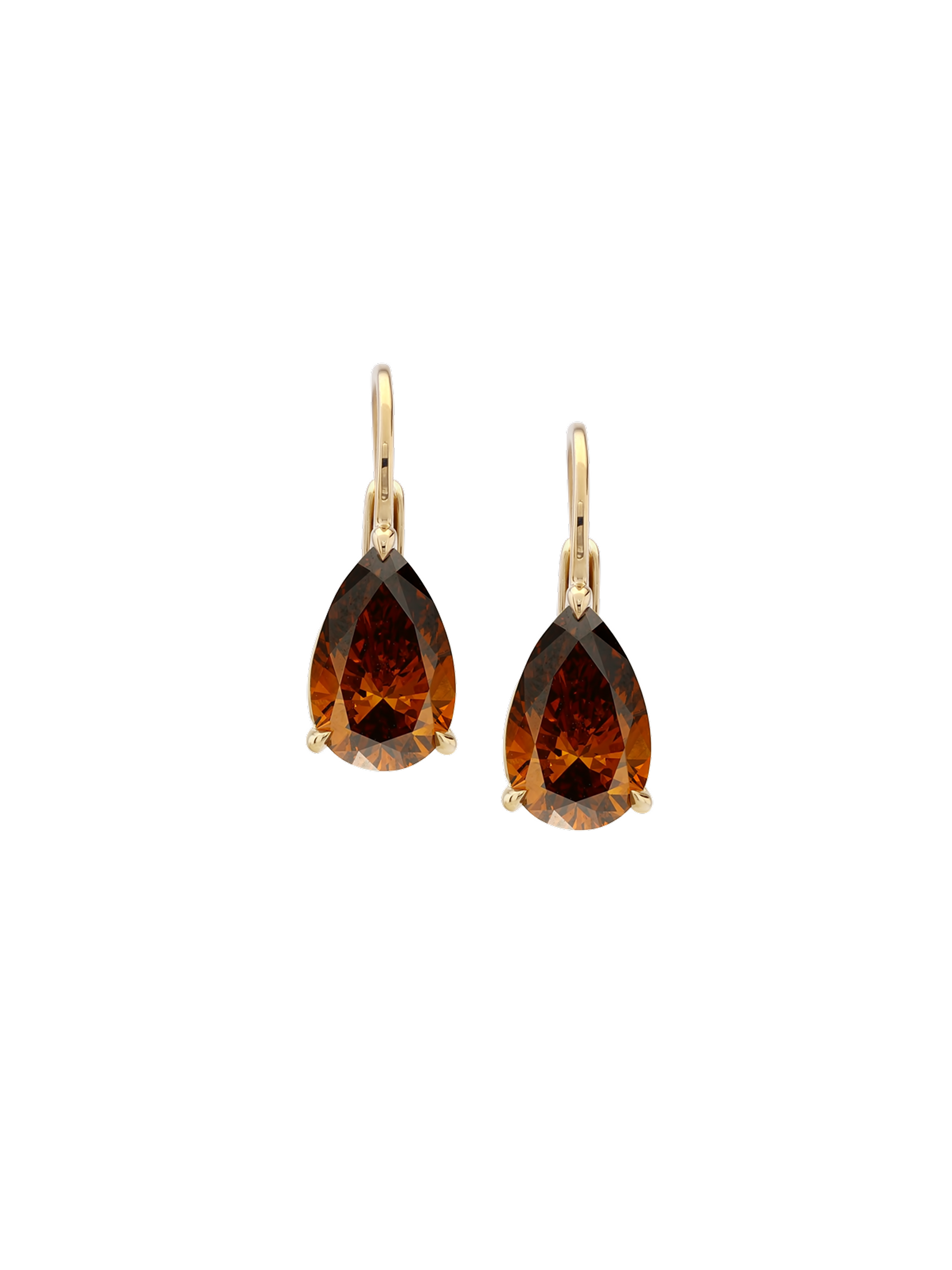 14k Alienor Pear-Cut Earrings in Cognac Lab Diamond, 14k Yellow Gold