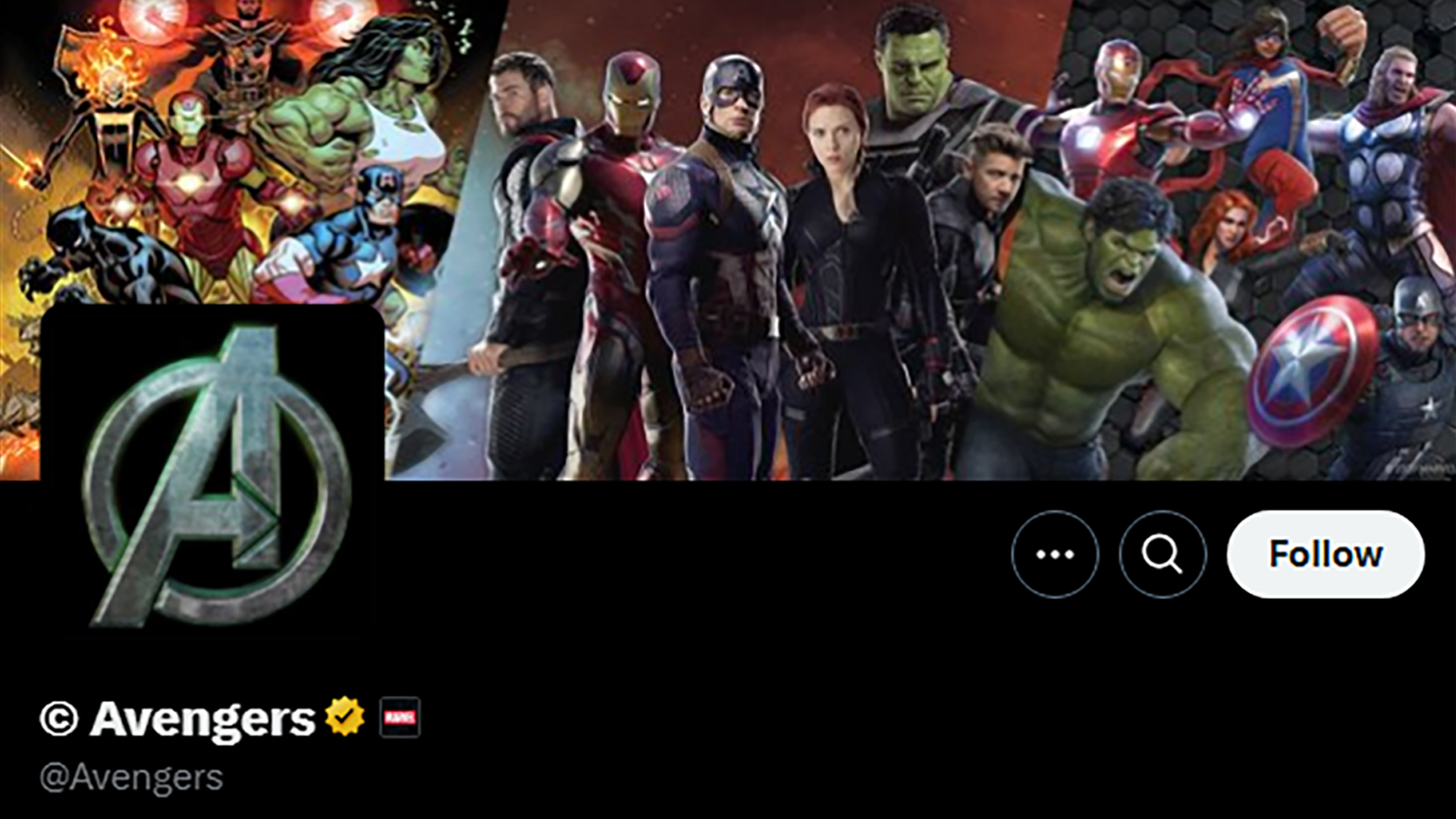 Avengers social media showing the newly added copyright symbol