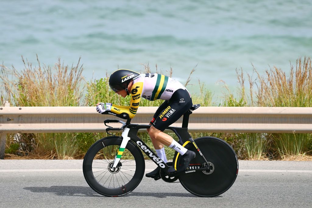 ALICANTE SPAIN AUGUST 30 Rohan Dennis of Australia and Team Jumbo Visma sprints during the 77th Tour of Spain 2022 Stage 10 a 309km individual time trial stage from Elche to Alicante LaVuelta22 WorldTour on August 30 2022 in Alicante Spain Photo by Tim de WaeleGetty Images