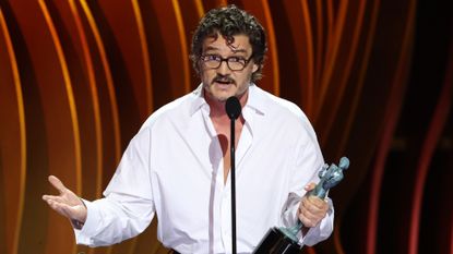 Pedro Pascal accepts the Outstanding Performance by a Male Actor in a Drama Series award for “The Last of Us’’ onstage during the 30th Annual Screen Actors Guild Awards.