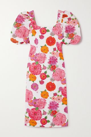 Sizzler Open-Back Floral-Print Stretch Cotton-Poplin Midi Dress