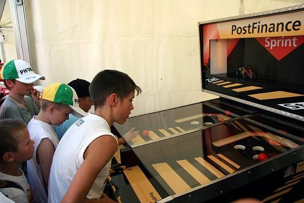 Fun and games for the kids at the village d&eacute;part.