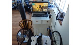 The author's indoor cycling setup