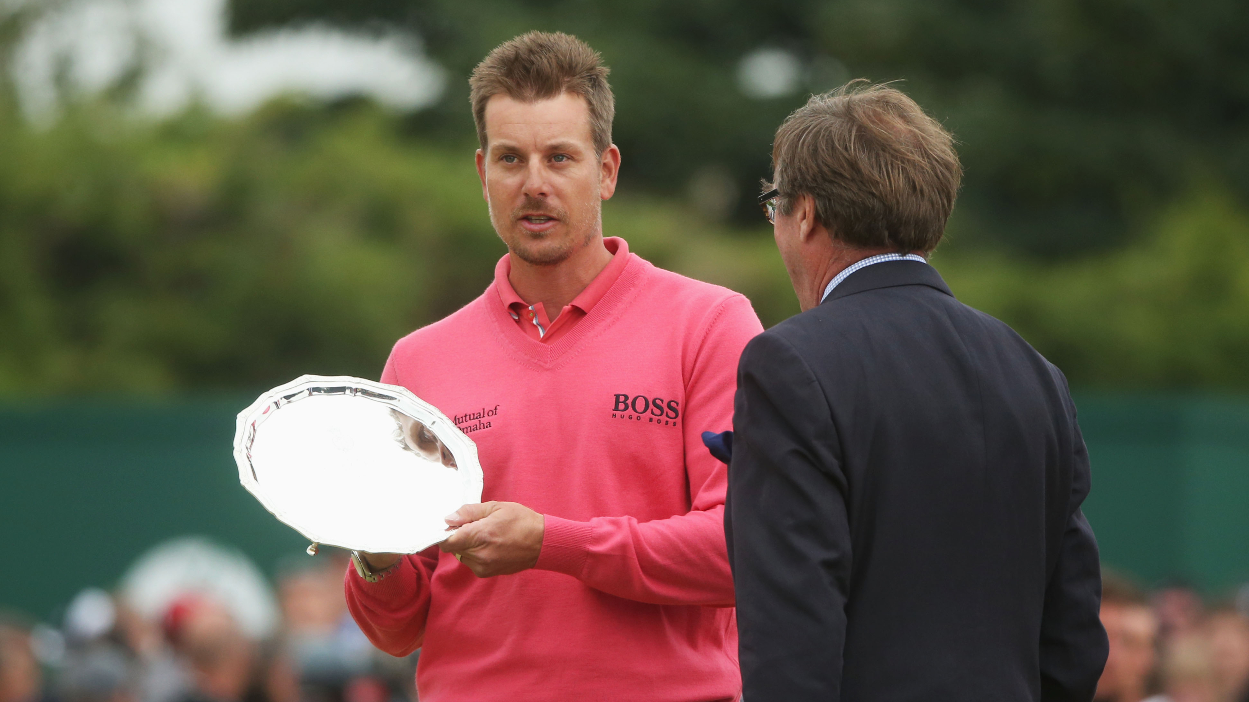 Henrik Stenson receives the silver salver