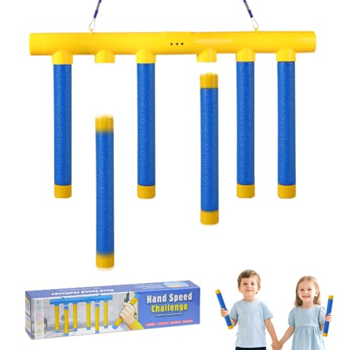 Daimeitec Catching Sticks Games Adjustable 3 Speed Reaction Game That Promotes Hand-Eye Coordination, Drop Stick Challenge Family Game Adult Gift for Kids at Christmas Birthday (blue 6 Sticks)