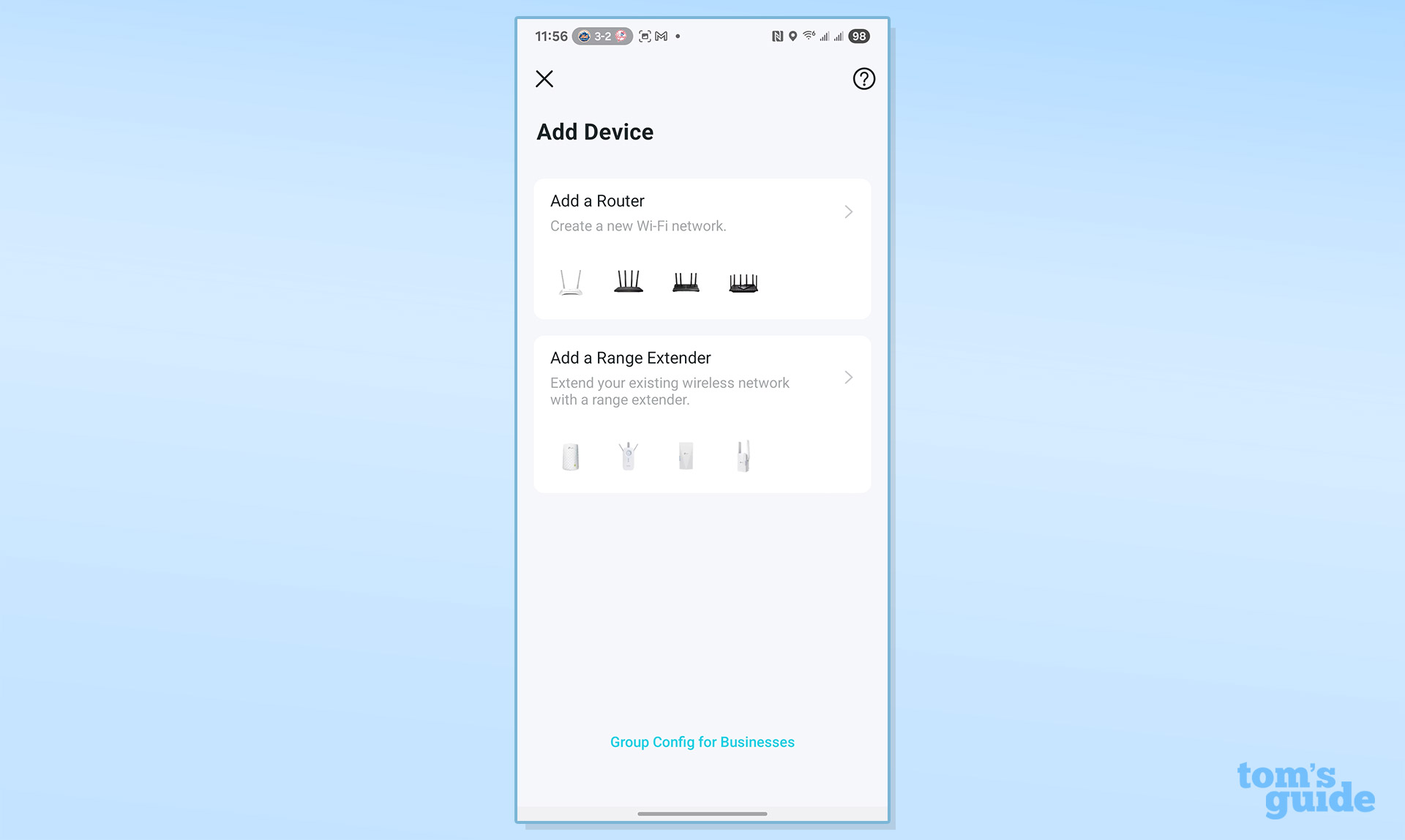 A screenshot from the TP-Link Archer GE650 router app