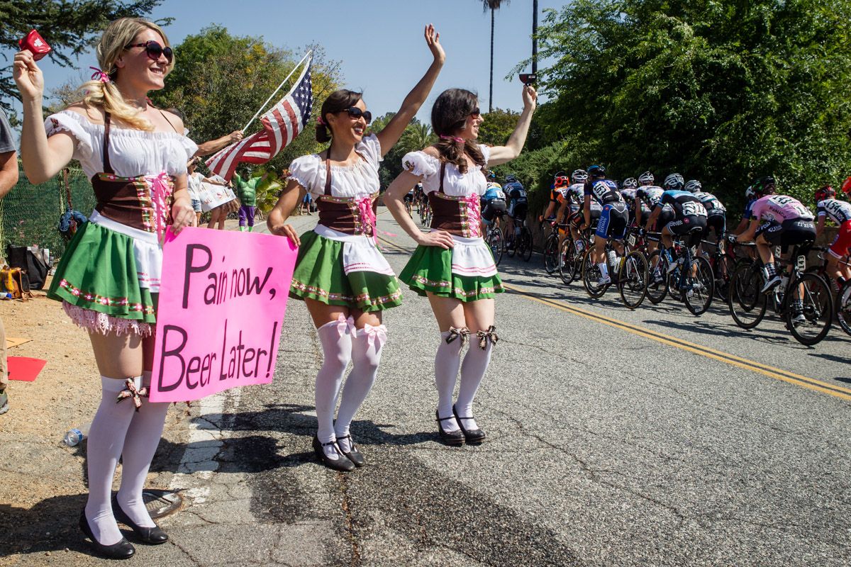 Fans provide motivation for the men on the KOM climb.