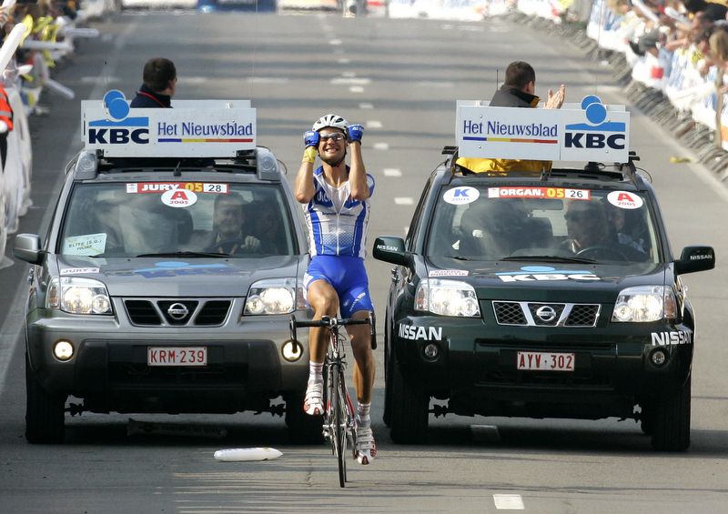 Tom Boonen can't believe he's just won De Ronde in 2005 to start his reign at the race