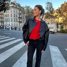 Fashion influencer Sabina Socol wearing a chic and effortless winter outfit in Paris.