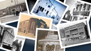 A collection of black-and-white photos of old cinemas owned by the Jervis family over the years.