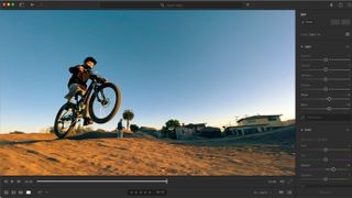 Screenshot of Adobe Lightroom used to edit clip of motorcycle