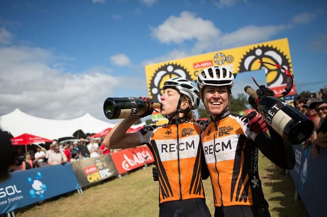 Ladies overall winners, Arianne Kleinhans and Annike Langvad celebrate their victory