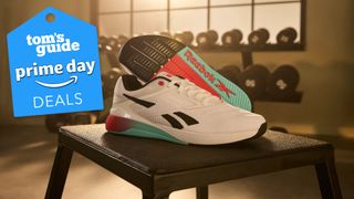 Reebok Nano X5 shoe on a workout bench in the gym