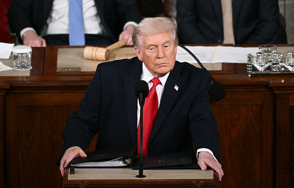 US President Donald Trump delivers the State of the Union address in the House Chamber of the US Capitol in Washington, DC, on February 24, 2026.