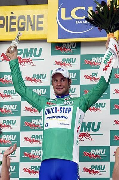 Tom Boonen (Quickstep-Innergetic) with another green jersey and the objective to keep it until Paris.