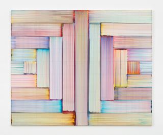 Haoh, 2018, by Bernard Frize, acrylic and resin on canvas, aluminium stretch
