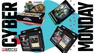 Four Magic the Gathering sets on a yellow background