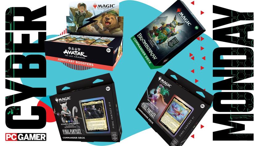 Four Magic the Gathering sets on a yellow background