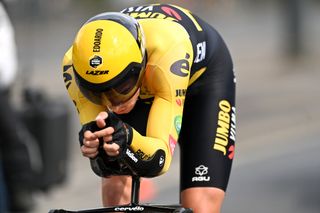 BUDAPEST HUNGARY MAY 07 Edoardo Affini of Italy and Team Jumbo Visma sprints during the 105th Giro dItalia 2022 Stage 2 a 92km individual time trial stage from Budapest to Budapest ITT Giro WorldTour on May 07 2022 in Budapest Hungary Photo by Stuart FranklinGetty Images