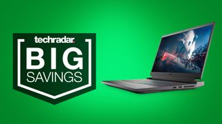 deals image: Dell G15 gaming laptop on green background