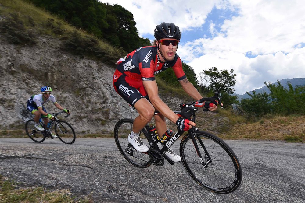 Daniel Oss rounds a corner during stage 19.