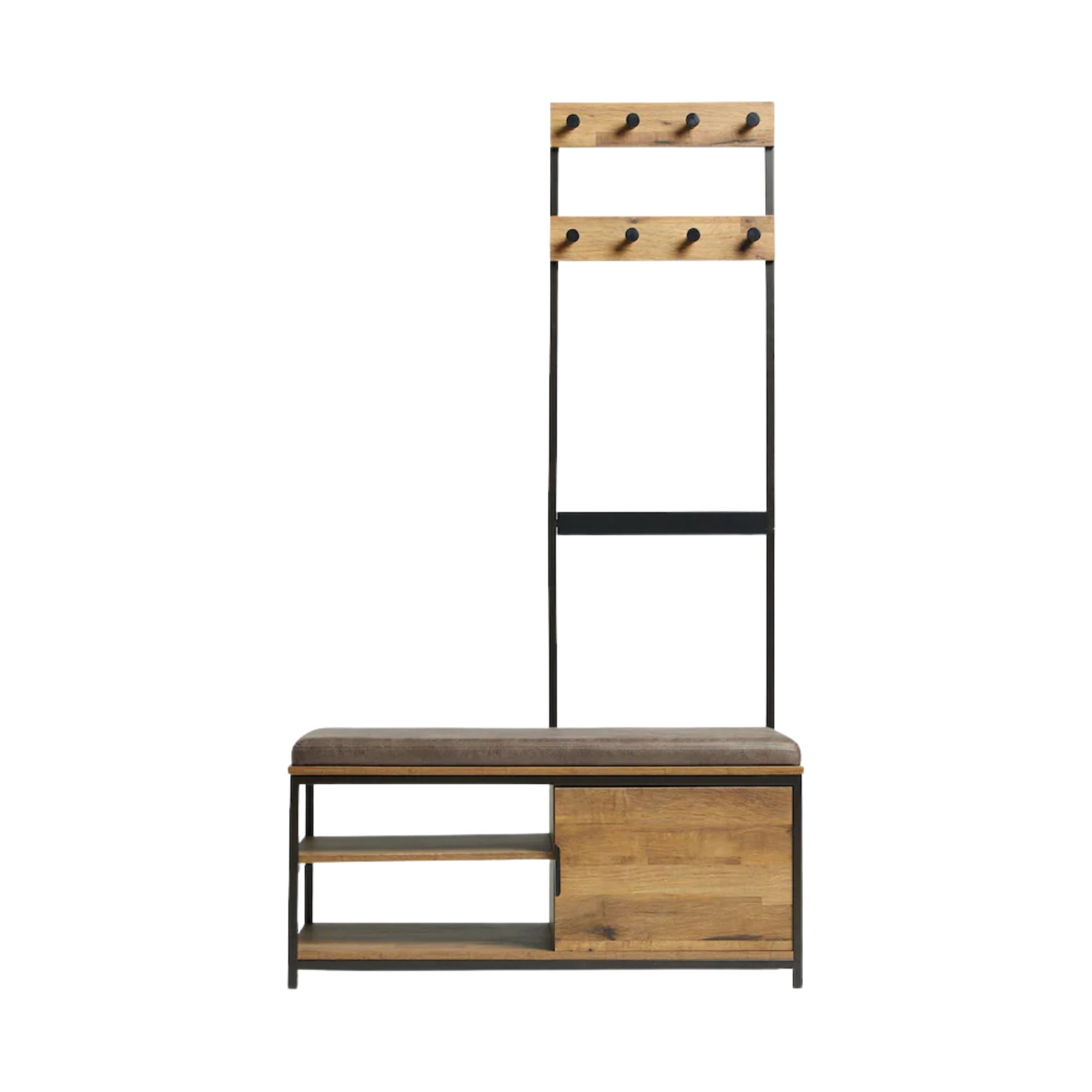 Next, Dark Natural Bronx Storage Bench and Coat Stand
