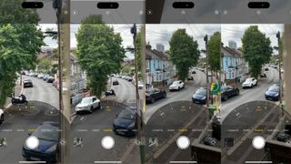 iOS16 camera app 4 grabs next to each other at different zooms