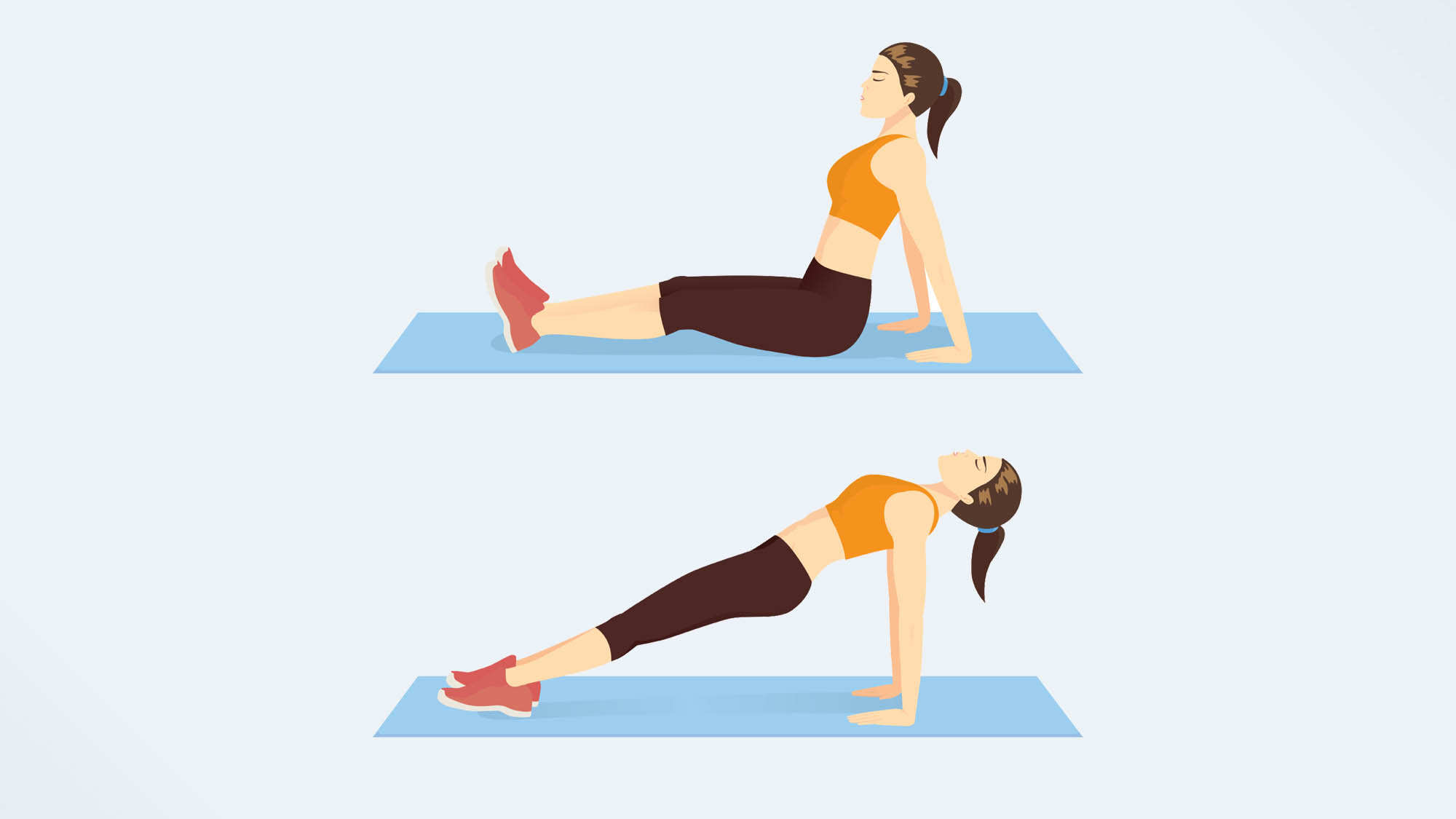 an illustration of a woman doing a reverse plank