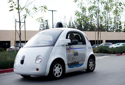 A self-driving car at Google's headquarters.