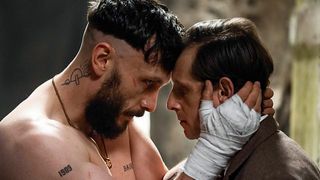 Richard Gadd topless holds Jamie Bell's head in his hands in a scene from Half Man, the Baby Reindeer follow up written and starring Gadd.