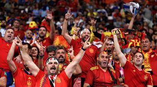 Spain fans ahead of their World Cup clash against Japan.