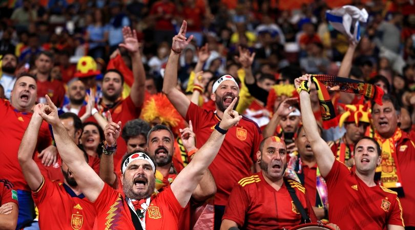 Spain fans ahead of their World Cup clash against Japan.