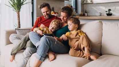 Family on a sofa