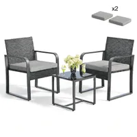 Lofka 3-Piece Patio Chairs Set with Glass Coffee Table Lofka 3-Piece Patio Chairs Set with Glass Coffee Table