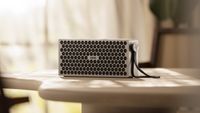 Loewe Neo Bluetooth speaker in a bougee setting 