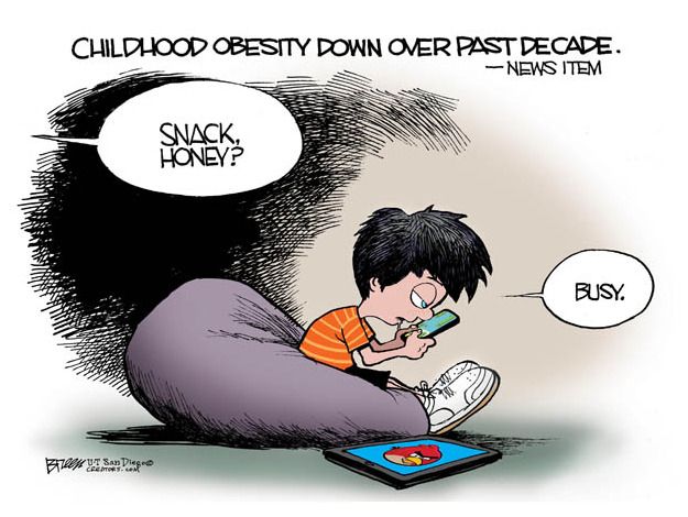 Editorial cartoon obesity video games