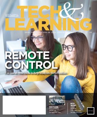 Remote control: April 2020 issue cover with two girls using computer