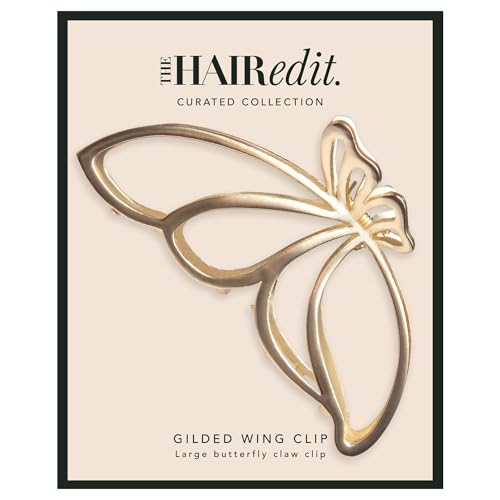 The Hair Edit Gilded Wing Clip - Extra Large Soft Gold Metal Butterfly Claw Clip