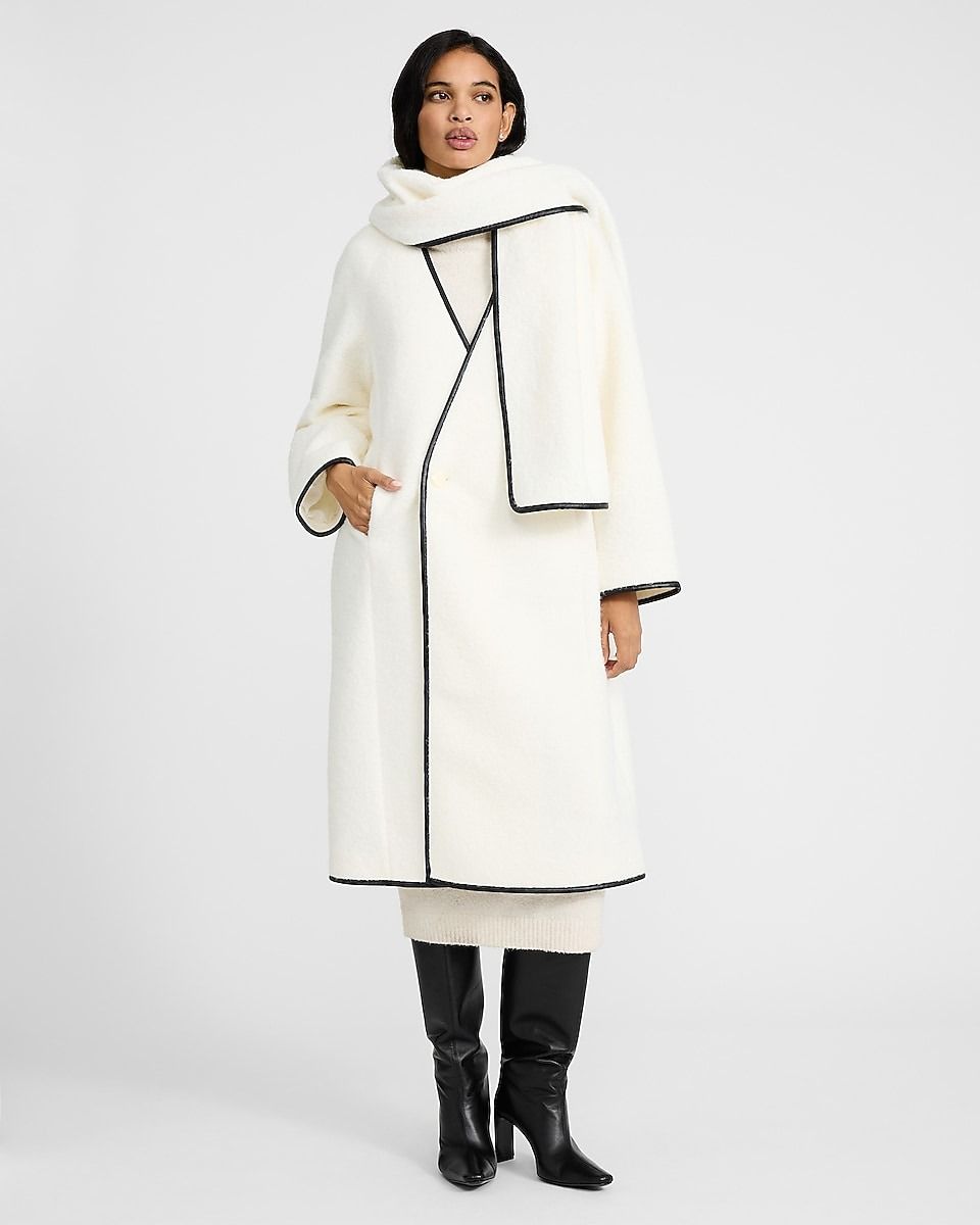 express, Faux Leather Tipped Scarf Coat
