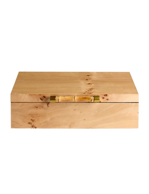 Volos Large Burl Wood Lidded Decorative Storage Box