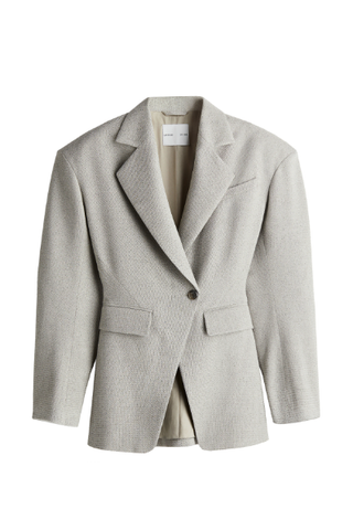 Wool-Blend Wide-Shoulder Blazer