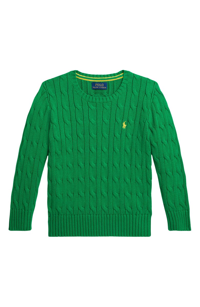 Kids&#039; Cabled Cotton Crewneck Sweater