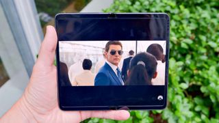 Google Pixel Fold playing Mission Impossible trailer