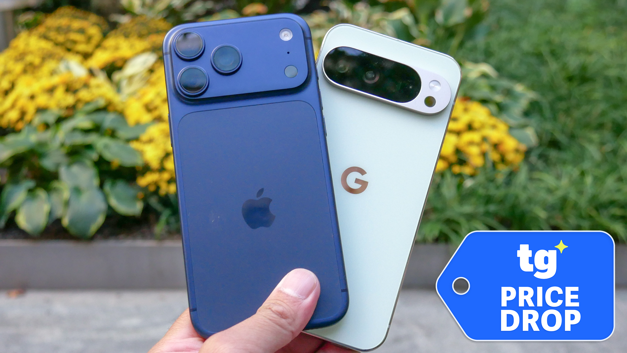 iPhone 17 Pro Max and Pixel 10 Pro XL held in hand