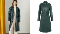 Monsoon Phoebe PU Trench Coat in Teal