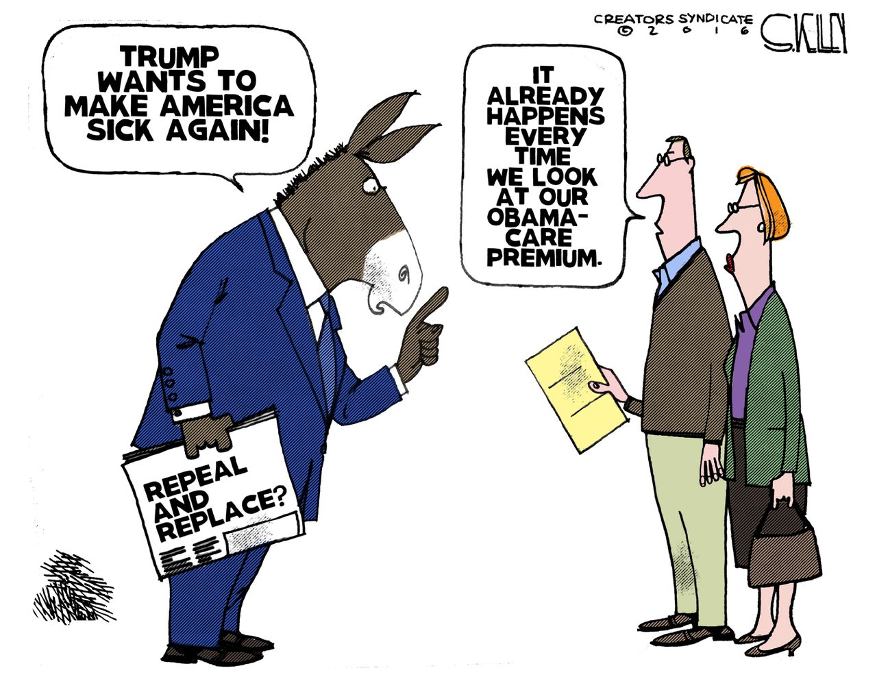 Political cartoon U.S. Obamacare Democrats