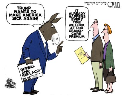 Political cartoon U.S. Obamacare Democrats